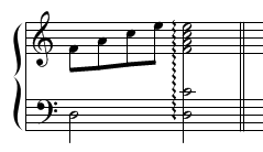 大譜表にまたがる和音の例