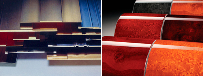 Rolled irregularly shaped metal sheets made every kinds of shape possible Coating technology used for interior of luxury cars.